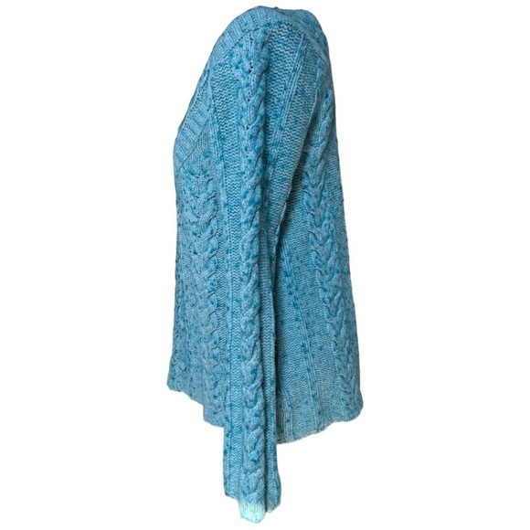 Old Navy Chunky Cable Knit V-neck Fisherman's Sweater Teal Size Medium - Picture 3 of 14